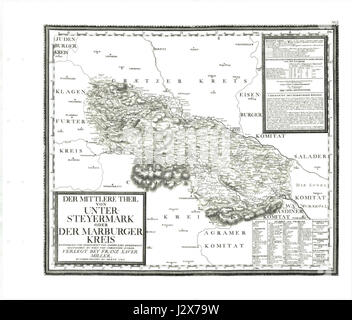 Il s'agit de la région de Styrie moyenne (Mittlere Untersteiermark) en Autriche, plus précisément dans le district de Marburger Kreis. Le titre met en évidence une zone géographique connue pour ses paysages naturels et son contexte historique en Autriche. Banque D'Images