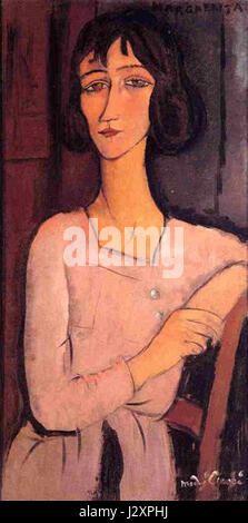 Ce portrait d'Amedeo Modigliani, réalisé en 1916, représente Marguerite, un sujet souvent associé au style artistique distinctif de Modigliani, connu pour ses traits allongés et l'élégance de ses sujets. Banque D'Images