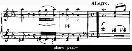 *Les adieux* est une sonate pour piano de Ludwig van Beethoven, composée de trois mouvements, le mouvement *Adagio-Allegro* symbolisant à la fois l'adieu et le retour. La pièce est célébrée pour sa profondeur émotionnelle et sa complexité musicale. Banque D'Images