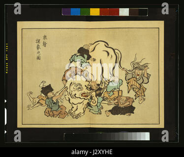 Les moines aveugles examinant un éléphant-3g08725u Banque D'Images