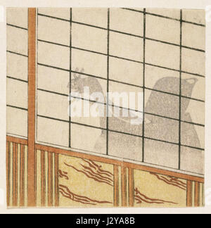 Cette œuvre, intitulée « E-Goyomi (ombre de l'homme sur Shoji) », est exposée au Brooklyn Museum et capture l'interaction complexe de l'ombre et de la lumière sur un écran shoji. Banque D'Images