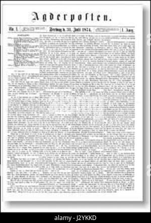 1 Agderposten. juli 1874- framside Banque D'Images