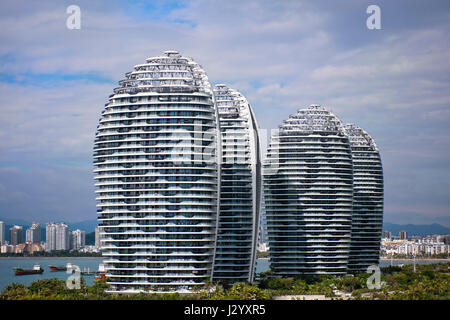 Vue horizontale du complexe de l'île de Phoenix à Sanya, sur l'île de Hainan, Chine. Banque D'Images