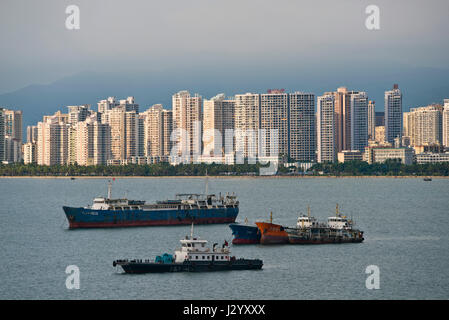 Vue horizontale de Sanya, sur l'île de Hainan, Chine. Banque D'Images