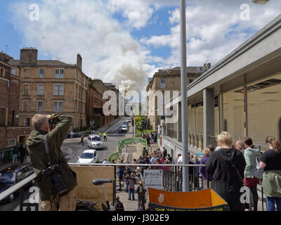 Asg de l'incendie qui a détruit l'ancien bâtiment Banque D'Images