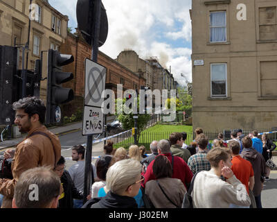 Asg de l'incendie qui a détruit l'ancien bâtiment Banque D'Images