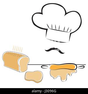 Chef stylisé hat et du pain Illustration de Vecteur