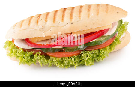 Sandwich long isolé sur un fond blanc. Banque D'Images