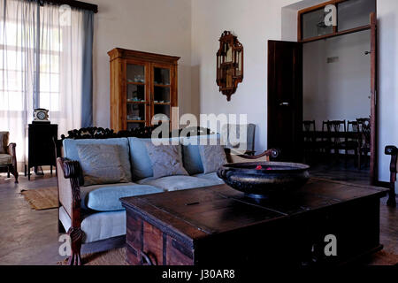 Le hall de l'Ibo Island Lodge dans l'île d'Ibo une des îles de l'archipel de Quirimbas dans l'océan Indien au large du nord du Mozambique Afrique Banque D'Images