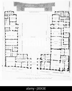 Burlington House - Sociétés savantes chambres rez-de-chaussée plan daté de 1871 Banque D'Images