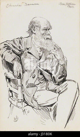 Caricature de Charles Darwin par Harry Furniss Banque D'Images
