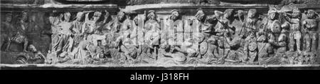 L'Arco di Costantino, ou Arc de Constantin, est un arc de triomphe à Rome, en Italie, célébrant la victoire de l'empereur Constantin à la bataille du pont de Milve en 312. Cette image se concentre probablement sur la frise, un élément décoratif représentant des événements historiques. Banque D'Images