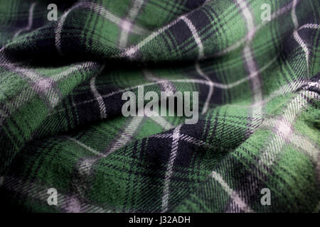 Tissus de flanelle à carreaux vert tartan en tissu textile habillement Banque D'Images