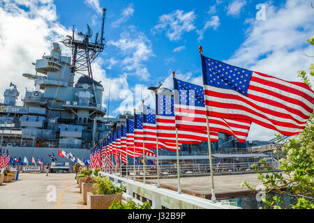 Navire Missouri drapeaux memorial Banque D'Images