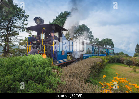 DARJEELING, INDE - 27 NOVEMBRE 2016 : machine à vapeur transporté DHR Petit Train fonctionne sur des voies à écartement de 60 cm depuis 1880 et a acquis l'UNESCO W Banque D'Images