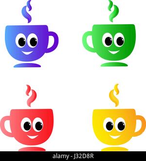 Vector set d'émotion les tasses avec de couleur yeux drôle Illustration de Vecteur