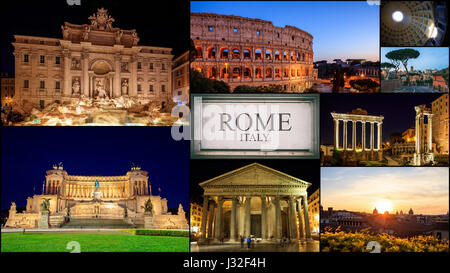 Rome, Italie - Photo Collage des sites principaux Banque D'Images