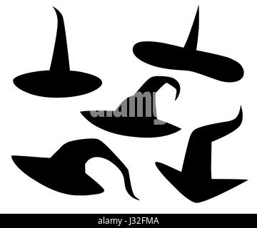 Hat de l'illusionniste sorcier sorcière halloween chapeaux avec sangles et boucles d'halloween. Vector illustration isolé sur fond blanc. Illustration de Vecteur