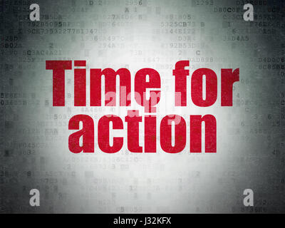 Concept de temps : il est temps d'agir sur les données numériques papier fond Banque D'Images