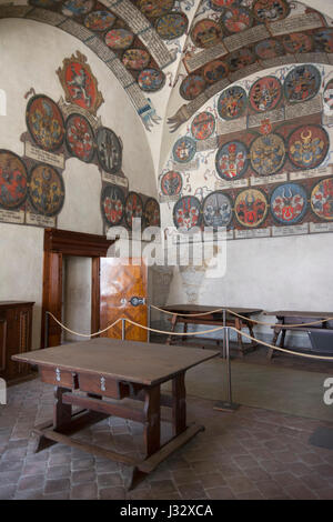 PRAGUE, RÉPUBLIQUE TCHÈQUE, LE 7 JUILLET 2016 : Détail de l'ancien Palais Royal à l'intérieur du château de Prague, datant du ixe siècle. Banque D'Images