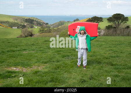 L'espoir des terres agricoles à Barton vers Hope Cove, Kingsbridge, dans le sud du Devon, Angleterre, Royaume-Uni. Banque D'Images