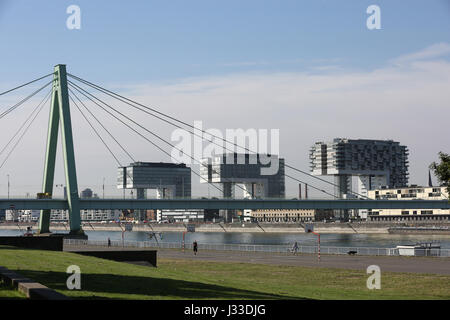 Allemagne, Cologne, Rheinauhafen, Kranhäuser ,maisons Grue, Köln, Rhin Banque D'Images