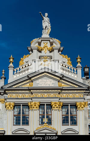 Détail d'une maison dans la Grand Place, Bruxelles, Belgique Banque D'Images