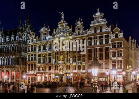 Nuit vue sur la Grand Place, Bruxelles, Belgique Banque D'Images