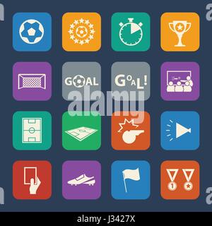 Soccer icons set. Plate pour site web et applications mobiles. Vector Illustration de Vecteur