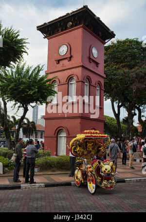 (Pousse-pousse) en trishaw Malacca au Patrimoine Mondial de l'UNESCO, la Malaisie Banque D'Images