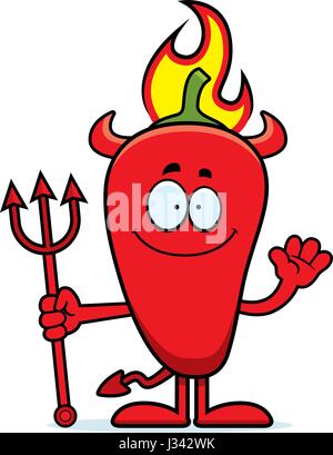 Un cartoon illustration d'un piment du diable en agitant. Illustration de Vecteur