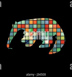 Anteater mammal animal silhouette couleur Illustration de Vecteur