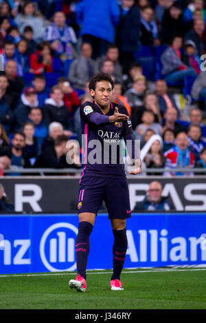 Barcelone - 29 avr : Neymar joue au match de la Liga entre l'Espanyol et le FC Barcelone au stade RCDE Le 29 avril 2017 à Barcelone, Espagne. Banque D'Images