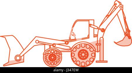 Silhouette orange pelle machine industrielle d'ombrage Illustration de Vecteur