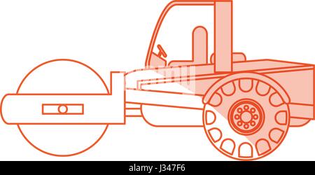 Silhouette dessin animé ombre orange road roller machine Illustration de Vecteur