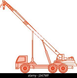 Silhouette orange cartoon shading camion-grue de construction Illustration de Vecteur