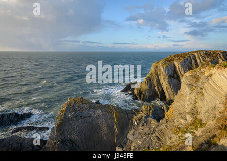 Côte sauvage de point de Bull dans le Nord du Devon, England, UK Banque D'Images