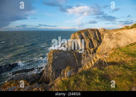 Côte sauvage de point de Bull dans le Nord du Devon, England, UK Banque D'Images