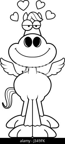 Un cartoon illustration de Pegasus avec une expression dans l'amour. Illustration de Vecteur