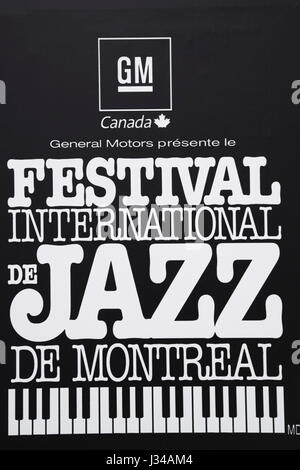 Close-up du logo du Festival International de Jazz de Montréal, Montréal, Québec, Canada Banque D'Images