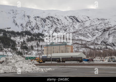 Begich Towers Condominiums à Whittier, Alaska, USA, où la majorité de la population de vivre Whittier Banque D'Images