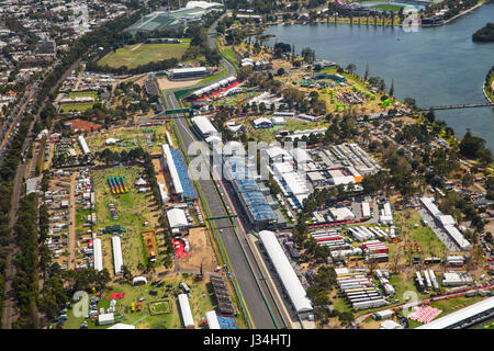 Vue aérienne de l'Albert Park race track à l'Australien 2017 Grand Prix de Formule 1 Banque D'Images