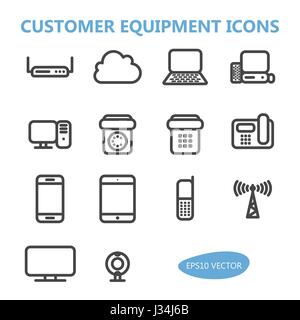 Icônes d'équipement de communication Illustration de Vecteur