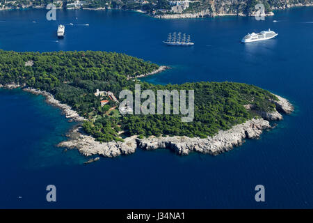 Vue aérienne de l'île de Lokrum près de Dubrovnik Banque D'Images