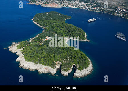 Vue aérienne de l'île de Lokrum près de Dubrovnik Banque D'Images