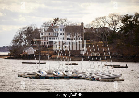 Grande maison côtière à Manchester dans le port par la mer, Boston, Massachusetts, United States, USA, Banque D'Images