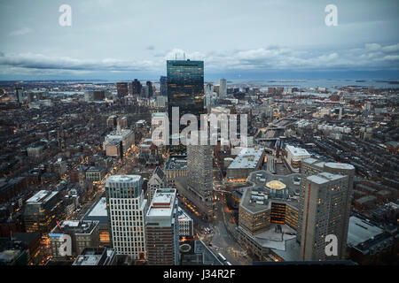 Uptown Skyline nuit à Boston dans le Massachusetts, United States, USA, Banque D'Images