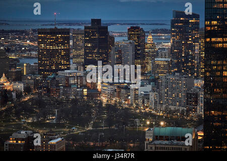 Uptown Skyline nuit à Boston dans le Massachusetts, United States, USA, Banque D'Images