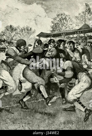 Vintage College Football Game, vers 1887 Banque D'Images