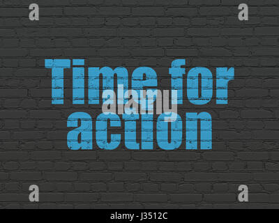 Timeline concept : le temps d'agir sur wall background Banque D'Images